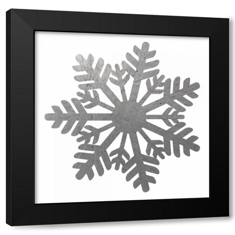 Silver Snowflakes 1 Black Modern Wood Framed Art Print with Double Matting by Hogan, Melody