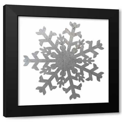 Silver Snowflakes 2 Black Modern Wood Framed Art Print with Double Matting by Hogan, Melody