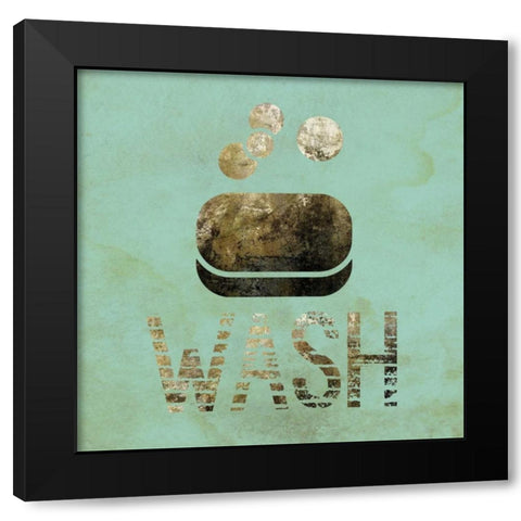 Mint Glitz Bath 1 Black Modern Wood Framed Art Print by Hogan, Melody