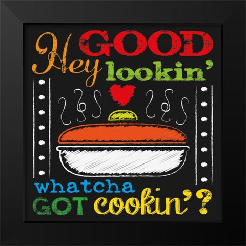 Chalkboard Kitchen Art 3 Black Modern Wood Framed Art Print by Hogan, Melody