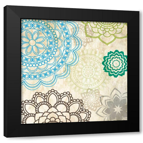 Sparklers Floral 1 Black Modern Wood Framed Art Print with Double Matting by Hogan, Melody