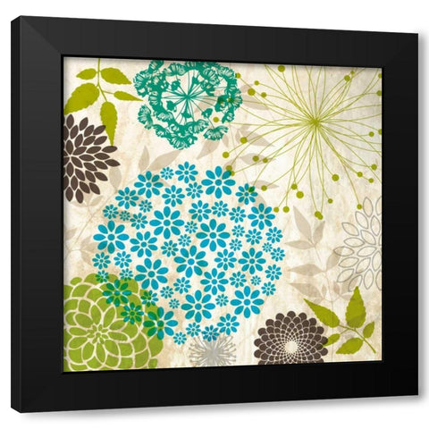 Sparklers Floral 3 Black Modern Wood Framed Art Print with Double Matting by Hogan, Melody