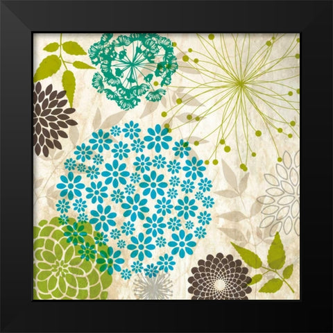Sparklers Floral 3 Black Modern Wood Framed Art Print by Hogan, Melody