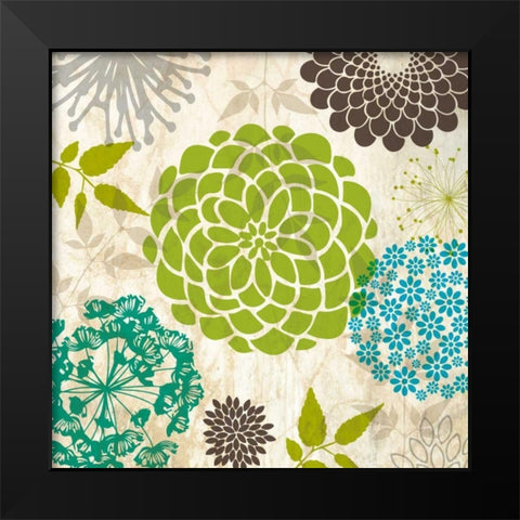 Sparklers Floral 4 Black Modern Wood Framed Art Print by Hogan, Melody