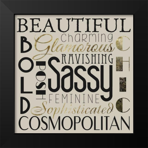 Glamour Gold 2 Black Modern Wood Framed Art Print by Hogan, Melody