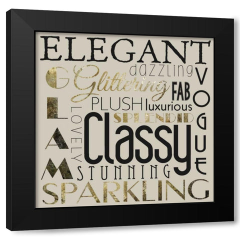 Glamour Gold 3 Black Modern Wood Framed Art Print by Hogan, Melody