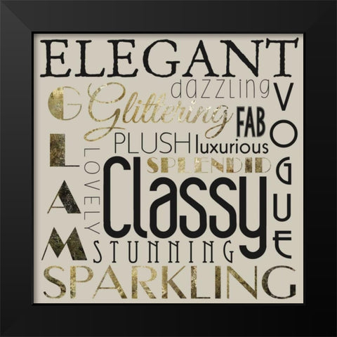 Glamour Gold 3 Black Modern Wood Framed Art Print by Hogan, Melody