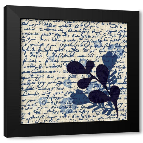 Indigo Squares Textured 1 Black Modern Wood Framed Art Print with Double Matting by Hogan, Melody