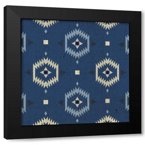 Indigo Squares Droplets Black Modern Wood Framed Art Print with Double Matting by Hogan, Melody