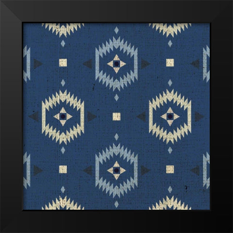 Indigo Squares Droplets Black Modern Wood Framed Art Print by Hogan, Melody