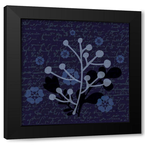 Indigo Olive Branch Black Modern Wood Framed Art Print by Hogan, Melody
