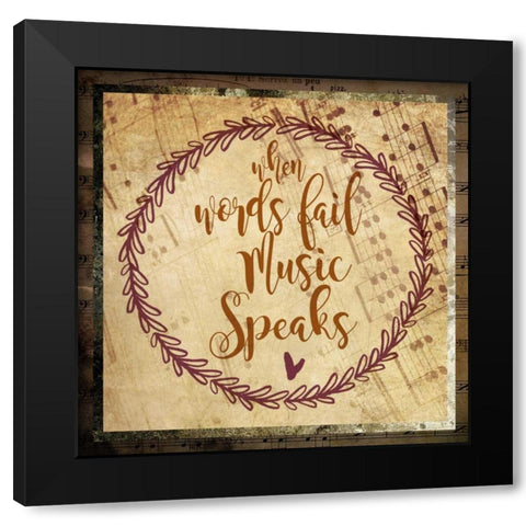Music Speaks Black Modern Wood Framed Art Print with Double Matting by Hogan, Melody