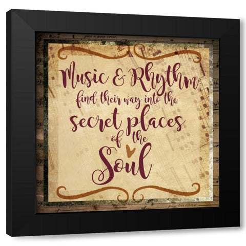 Music and Rhythm Black Modern Wood Framed Art Print by Hogan, Melody