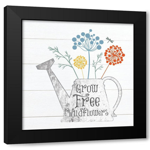Botanical Pitchers Primary 4 Black Modern Wood Framed Art Print by Hogan, Melody