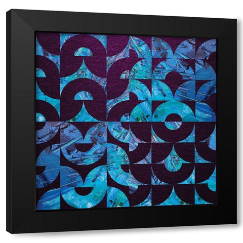 Amethyst Aqua Oversized Abstract Black Modern Wood Framed Art Print by Hogan, Melody