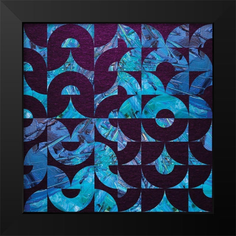 Amethyst Aqua Oversized Abstract Black Modern Wood Framed Art Print by Hogan, Melody