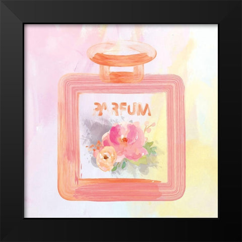 Watercolor Perfume Bottles Flowers 1 Black Modern Wood Framed Art Print by Hogan, Melody