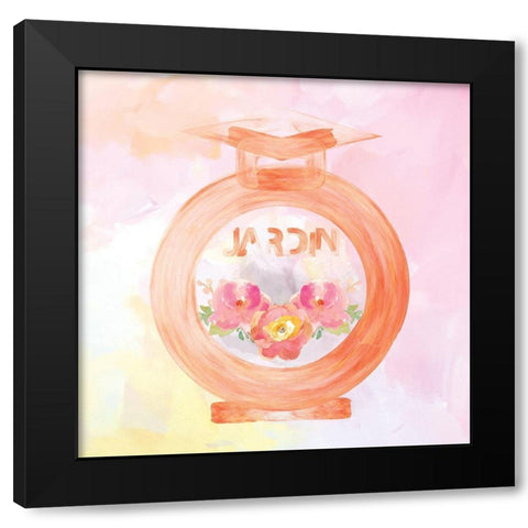 Watercolor Perfume Bottles Flowers 2 Black Modern Wood Framed Art Print with Double Matting by Hogan, Melody