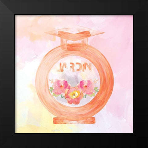 Watercolor Perfume Bottles Flowers 2 Black Modern Wood Framed Art Print by Hogan, Melody