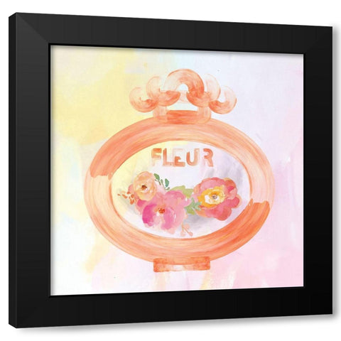 Watercolor Perfume Bottles Flowers 3 Black Modern Wood Framed Art Print by Hogan, Melody