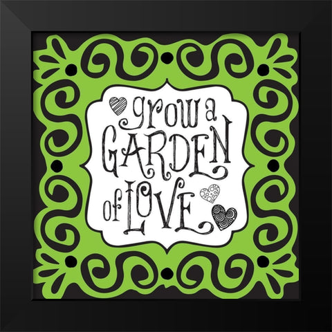 Whimsical Garden Black Modern Wood Framed Art Print by Hogan, Melody