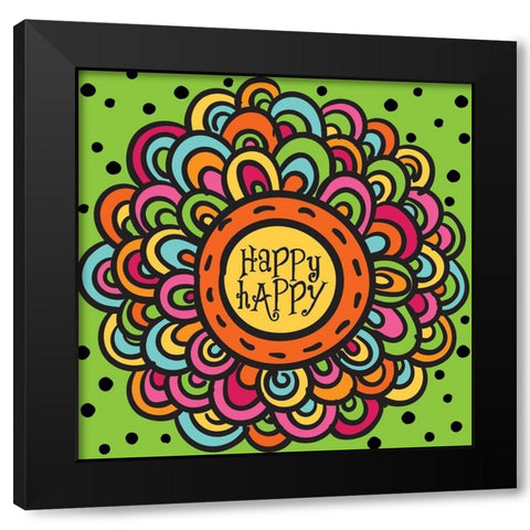 Whimsical Happy Black Modern Wood Framed Art Print by Hogan, Melody