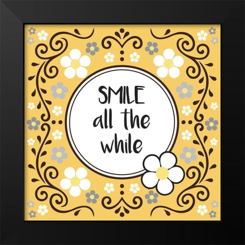 Whimsical Smile Black Modern Wood Framed Art Print by Hogan, Melody