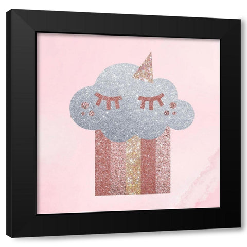 Rose Glitter 1 Black Modern Wood Framed Art Print by Hogan, Melody