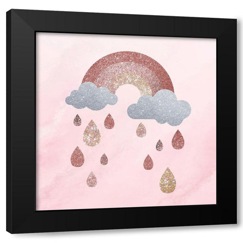 Rose Glitter 2 Black Modern Wood Framed Art Print by Hogan, Melody
