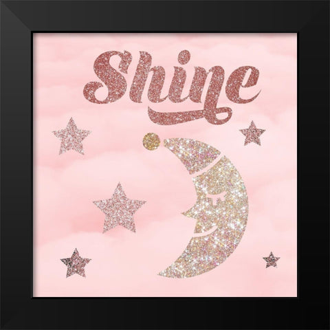 Rose Glitter 3 Black Modern Wood Framed Art Print by Hogan, Melody
