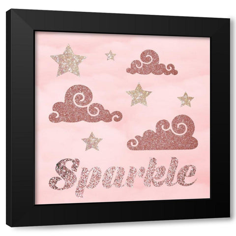 Rose Glitter 4 Black Modern Wood Framed Art Print by Hogan, Melody