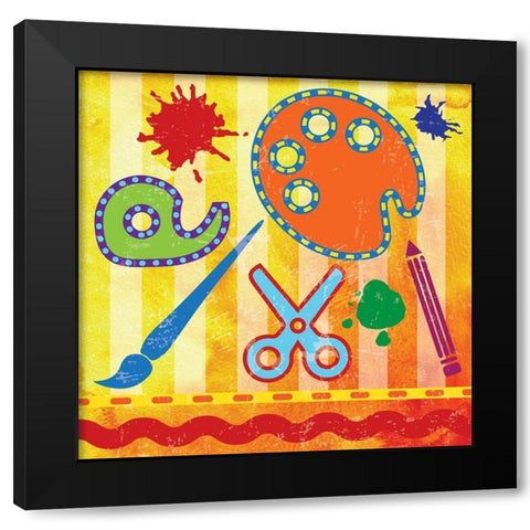 Colorful Kids Icons 2 Black Modern Wood Framed Art Print with Double Matting by Hogan, Melody