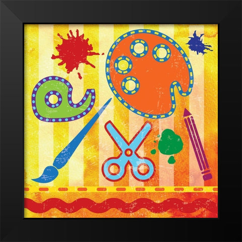 Colorful Kids Icons 2 Black Modern Wood Framed Art Print by Hogan, Melody