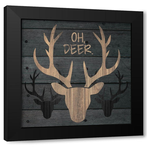 Deer Wood 01 Black Modern Wood Framed Art Print with Double Matting by Hogan, Melody