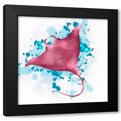Manta Ray Black Modern Wood Framed Art Print with Double Matting by Hogan, Melody