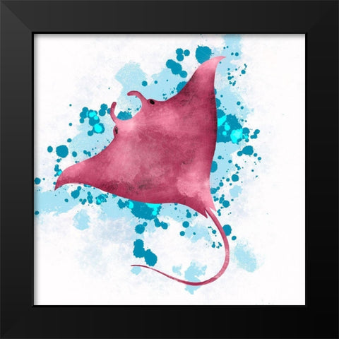 Manta Ray Black Modern Wood Framed Art Print by Hogan, Melody