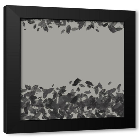 Abstract Leaves 1 Black Modern Wood Framed Art Print with Double Matting by Hogan, Melody