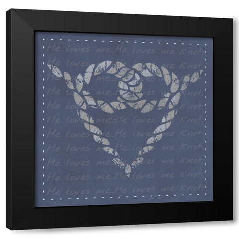 He Loves Me Knot Black Modern Wood Framed Art Print by Hogan, Melody