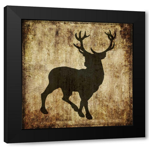 Barbwire Deer Black Modern Wood Framed Art Print by Hogan, Melody