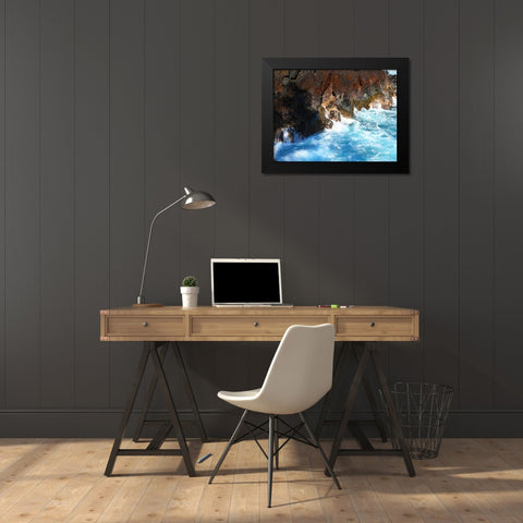 Puna Cliff Bottom Black Modern Wood Framed Art Print by Nebula, Melissa