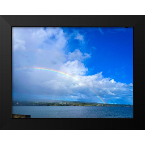 Hilo Bay Mauna Kea Rainbow Hug Black Modern Wood Framed Art Print by Nebula, Melissa
