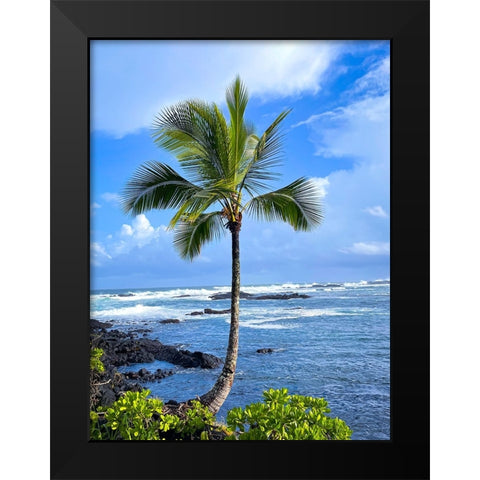 Palm Calm Black Modern Wood Framed Art Print by Nebula, Melissa