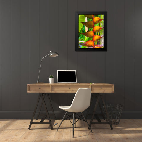 Heliconia Sip Black Modern Wood Framed Art Print by Nebula, Melissa