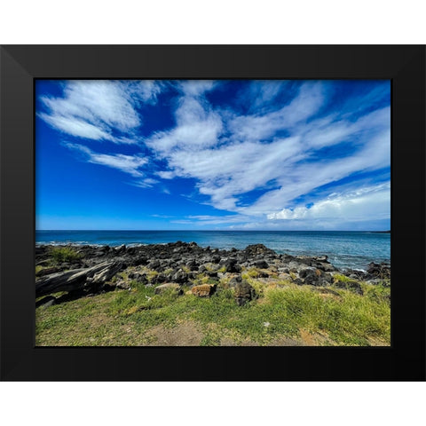 Seaside Serenity Black Modern Wood Framed Art Print by Nebula, Melissa