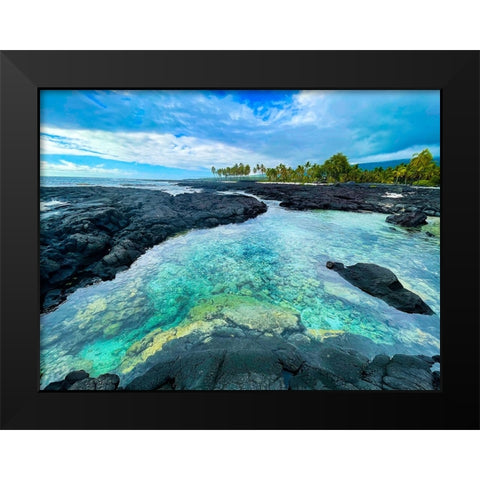 Honaunau Forgiving Pool Black Modern Wood Framed Art Print by Nebula, Melissa