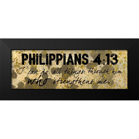 Philippians Strength Black Modern Wood Framed Art Print by Prime, Marcus