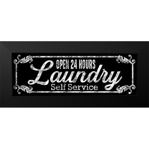 Laundry Self Service Black Modern Wood Framed Art Print by Prime, Marcus