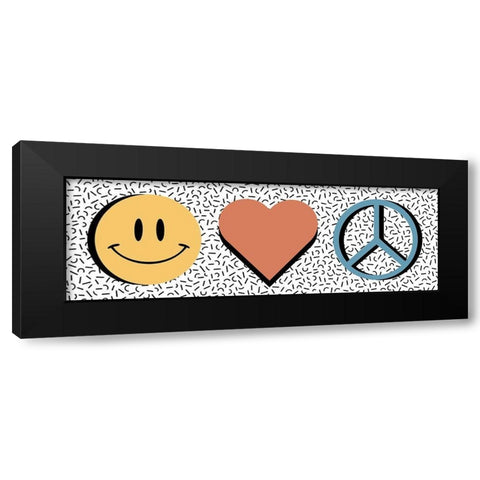 Happy Love Peace Black Modern Wood Framed Art Print with Double Matting by Prime, Marcus