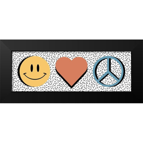 Happy Love Peace Black Modern Wood Framed Art Print by Prime, Marcus