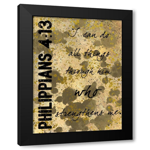 Philippians Strength Black Modern Wood Framed Art Print by Prime, Marcus